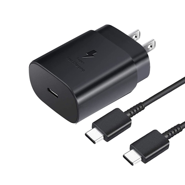 25W Oplader USB Type C Strømforsyning Vægoplader Opladningskabel til Samsung S21S20