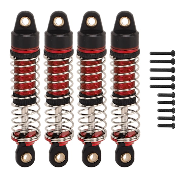 4st RC stötdämpare ersättningsdämpare i aluminiumlegering RC bildämpare för Traxxas 1/18 Röd