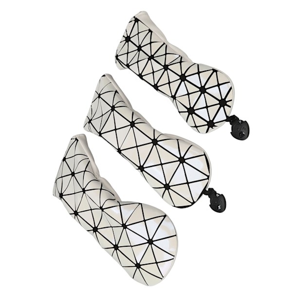 3 stk Golf Head Cover Utsøkt tre Driver Headcover PU Golf Driver Club Cover for Home Club Hvit
