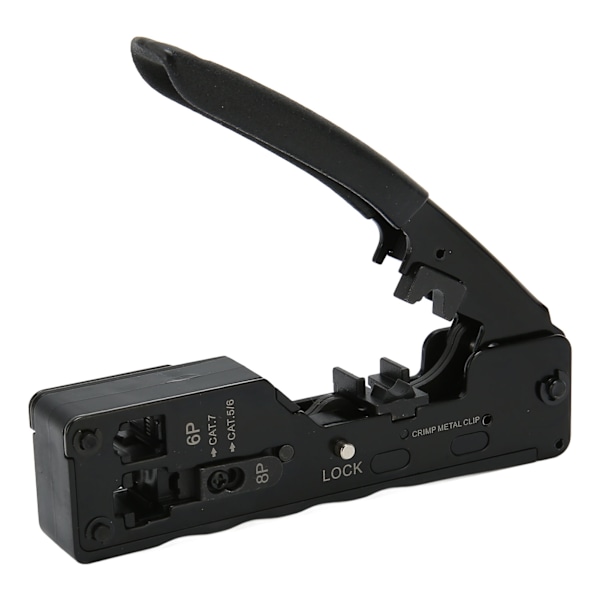 RJ45 Krympverktyg Justerbart Krympläge Säkerhetslås Ethernet Krympverktyg med Halkskydd för Cat5e Cat6a Cat7a