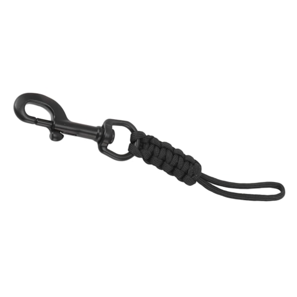 Håndvævet dykkerline Anti Lost Strap Undervandssikkerhedsreb med rustfri stålclips Sort
