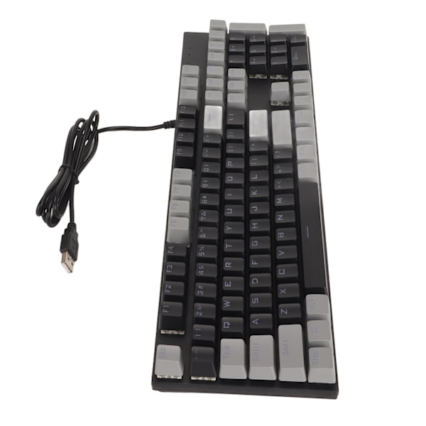 104 Tasters Mekanisk Gaming Tastatur 28 Bakgrunnsbelysningsmoduser Blå Bryter Plug and Play RGB Kablet Datamaskintastatur for Windows for Linux Svart Grå
