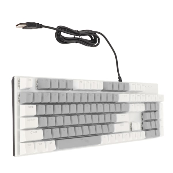 104 Tangenters Mekaniskt Gamingtangentbord 28 Bakgrundsbelysningslägen Blå Brytare Plug and Play RGB Trådbundet Datortangentbord för Windows för Linux Vit Grå