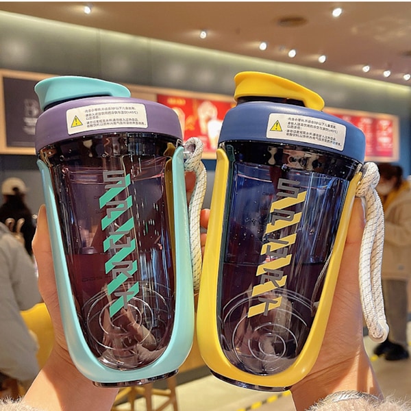590ml Fitness Sport Vattenflaska Läcksäker Shaker Cup Dricksflaska för utomhusaktiviteter Gul