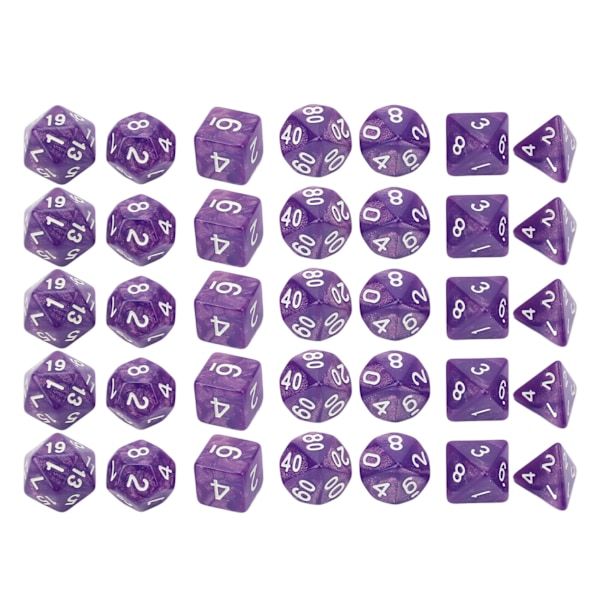 35 kpl Muovinen Nopan Sarja Helmi Kuvio Valkoiset Numerot Monitahoiset Nopat Pöytäpeliin Koulutus Violetti