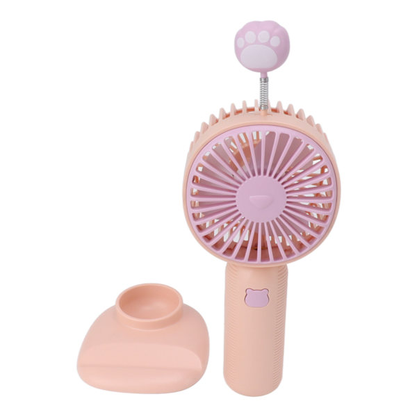 Kädessä pidettävä tuuletin USB ladattava mini kannettava pöytätuuletin jalustalla ulko- ja sisäkäyttöön, pinkki