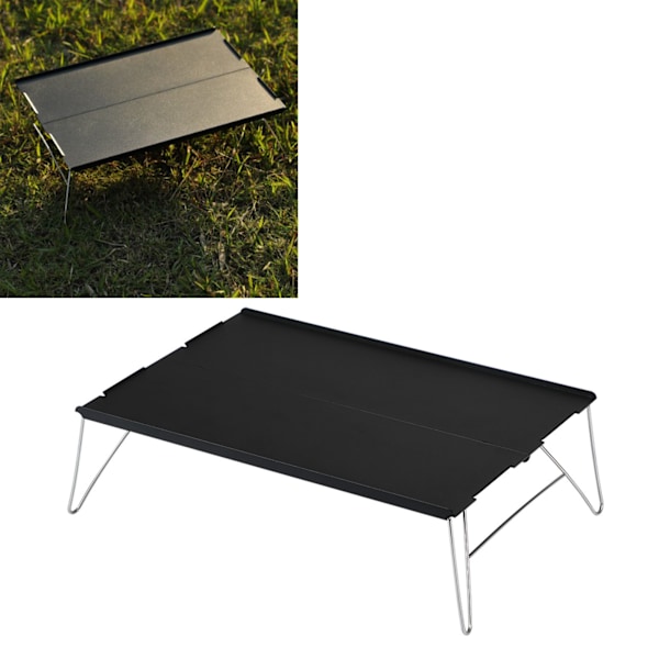 Udendørs foldbart bord Bærbart aluminiumslegering Mini Letvægts picnicbord til Camping BBQ Sort