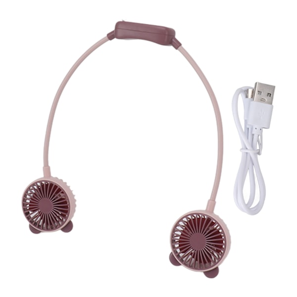 Kannettava kaulatuuletin Kaksipäinen taitettava kannettava USB-ladattava handsfree mini-riipustuuletin toimisto- ja matkakäyttöön Punaruskea