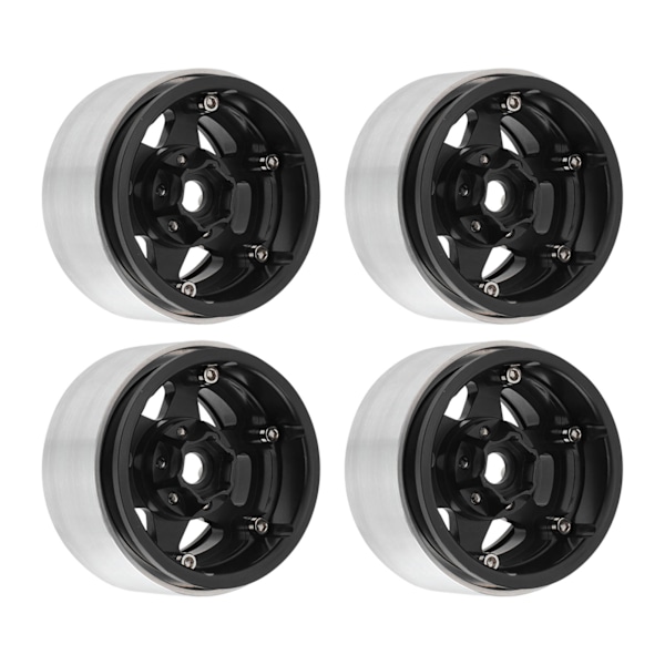 4 stk 1,9 tommer Hjulnav Aluminiumlegering Beadlock Hjulnav Tilbehør for Axial SCX10 90046 AXI 03007 for REDCAT MST 1/10 RC Bil Svart