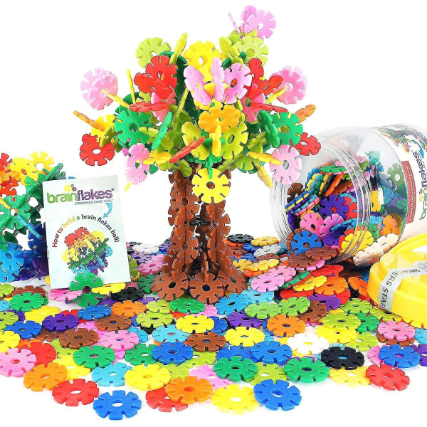 Sæt med 12 farver Snefnug byggeklods legetøj Plastskiver - Kreativt og lærerigt alternativ til byggeklodser (600 styk)