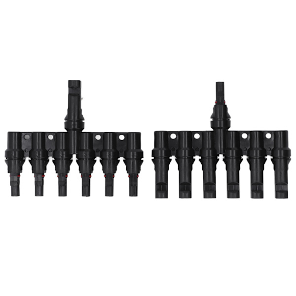 2 stk. 1 til 6 solpanelstik T-gren PV-stik Solar paralleladapter 1000V DC