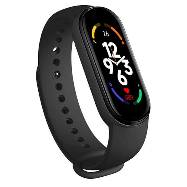 M7 Smart Armband Multifunktion Silikon Dynamisk Färg Storskärm Fitness Watch Band för Puls Sömnövervakning Svart
