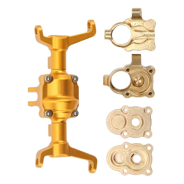Framaxelhus Styrkopp CNC RC bil metall framaxelhus Set för FMS för Xiaoqi FCX24 1/24 Half RC Car Gold