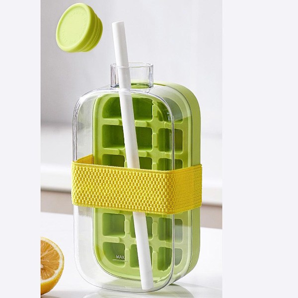 2-in-1 jääpalamuotti, jääpala-astia, kosketusvapaa silikoninen jääpalamuotti, kotitekoinen jääpala-artefakti green 800ml