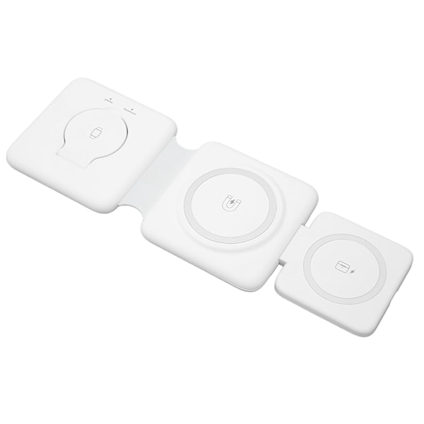 15W Trådlös Laddare Vikbar 3 i 1 Trådlös Laddningsstation Snabb Trådlös Laddningsdyna för iPhone för Galaxy för iWatch SE Vit