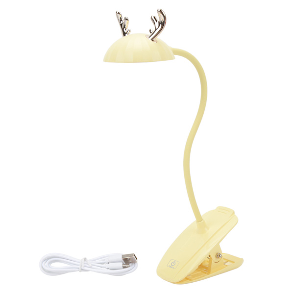 LED Clip On Lampe Sød tegneserie trefarvetemperatur Dæmpbar Svanehals Touch Bordlampe med klemme til læsning gul
