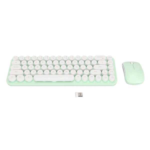 Skrivemaskin Tastatur og Mus Combo 68 Taster 2.4GHz Stabil Overføring Batteridrevet Retro Skrivemaskin Tastatur for Windows Hvit Grønn