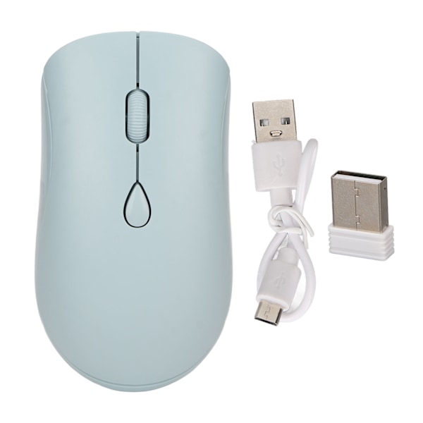 2.4G Trådløs Mus 1600DPI Ergonomisk Oppladbart Batteri Bluetooth 5.2 Stille Mus for Kontor Stasjonære PC-er Blå