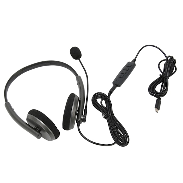 Call Center Headset Multifunktionell Stilren Brusreducerande HD-Samtal Hörselskydd Telefonheadset Rymdgrå Typ C