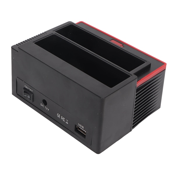 Hårddiskdockningsstation USB2.0 Dubbelfack 12TB Stöd OTB 480Mbps Hårddiskinneslutning för 2,5 tum 3,5 tum IDE SATA EU-kontakt