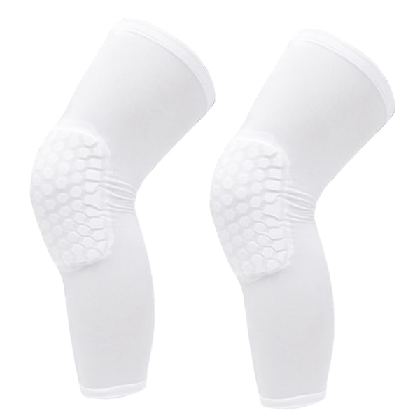 2 STK Knæbeskytter unisex forlænget honeycomb antikollisionskompression knæærme til basketball Hvid M til 160-175 cm højde