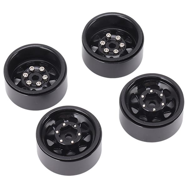 4 stk Beadlock-hjul 1-i dypt spor Universal for Traxxas ATV RC Bildeler med skruer Svart