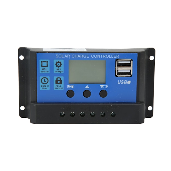 12V 24V Solar Charge Controller USB-port Överladdningsskydd Solpanel Batteriregulator med LCD-skärm 30A