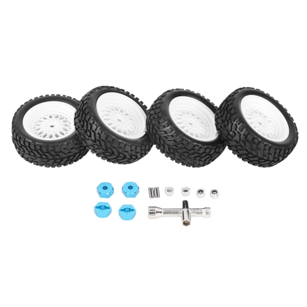 4 stk. RC hjuldæk Plast Gummi Slidstærk Stabil Bedre vejgreb 1/10 Gummi Hjul Dæk til 1/10 Racing Car Hvid