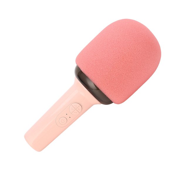 Trådlös Bluetooth-mikrofon HiFi One Piece Portable Handheld Mic-högtalare med 5 Ambient Light Modes för Home Kid Vuxen Rosa