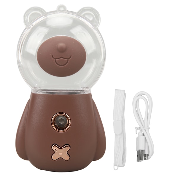 Nano Mist Sprayer Söpö Karhun Muoto 300ML USB Ilmankostutin Ihoa Kosteuttava Kasvojen Suihkutin Ajastimella Ruskea