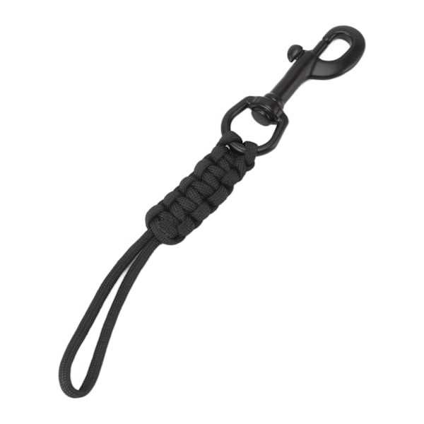 Håndvævet dykkerline Anti Lost Strap Undervandssikkerhedsreb med rustfri stålclips Sort