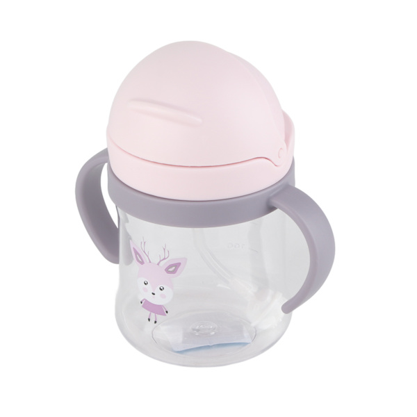 250 ml halmkopp lekkasjesikker myk tut Nydelig mønster Lett å gripe Sippy-flaske for babybarn