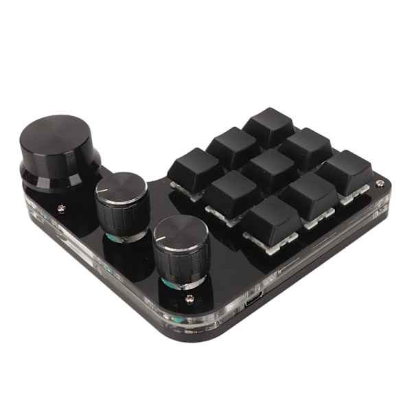 Mini 9-knapps tangentbord med 3 rattar RGB Ljusblå Switch DIY Programmerbart Universellt Mini Macro Mekaniskt Gaming Tangentbord för PC