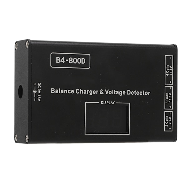 Batteri Litium Lipo balanceoplader Aluminiumlegering Batteribalanceoplader med spændingsdisplay til 2‑4S batteri