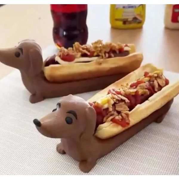 2 stk. Dachshund Brett Pølsebrett Borddekorasjon Par Gave Mørkebrun