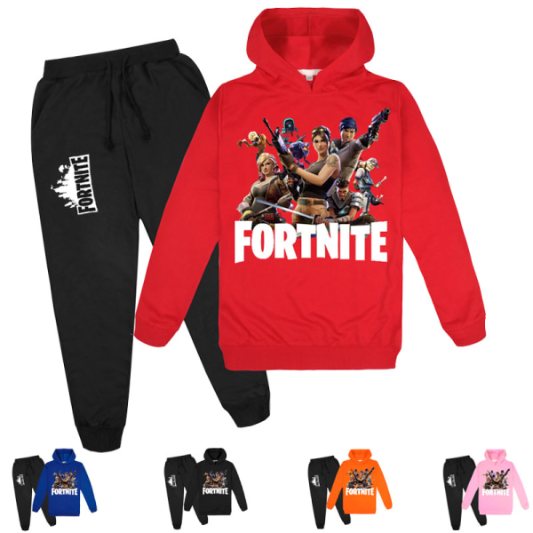 Fortnite hættetrøje + skjorte + bukser til sport og udendørs - julegave, fødselsdagsgave Sort 110 cm (3-4 år) black 110cm