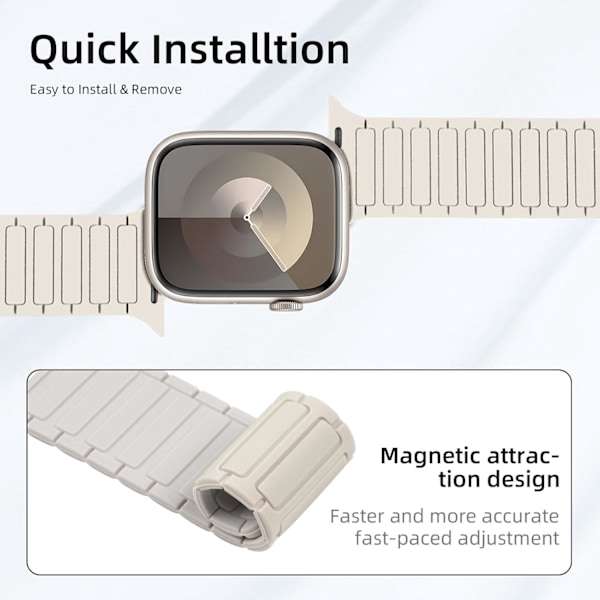 Sopii Apple Watch -rannekkeisiin, vapaasti säädettävät magneettirannekkeet, Apple Watch SE 10. sukupolvi luumu kukka Ultra -kellorannekkeet Off-white 38/40/41/42 mm