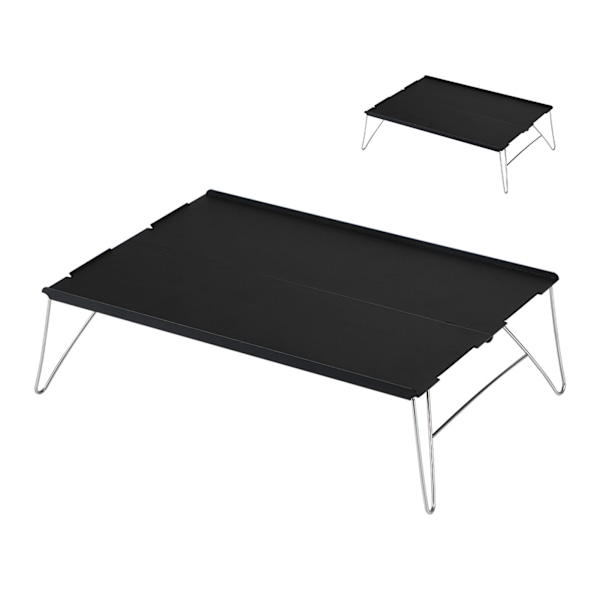 Udendørs foldbart bord Bærbart aluminiumslegering Mini Letvægts picnicbord til Camping BBQ Sort