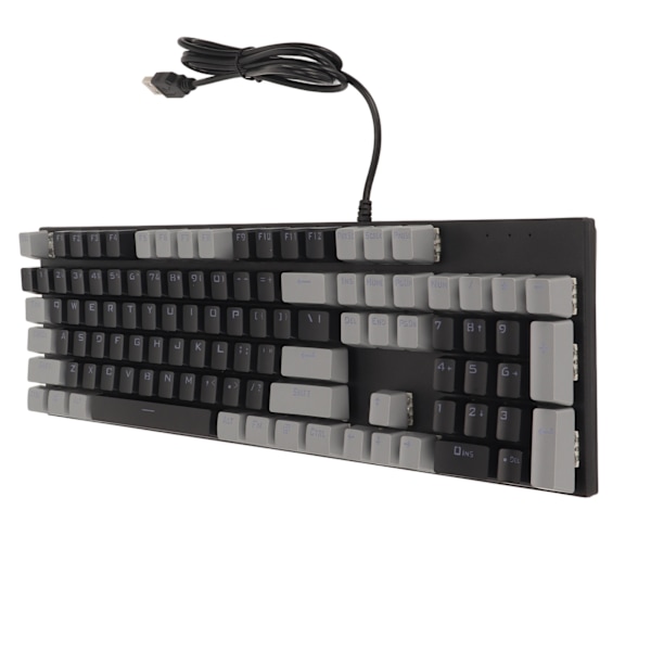 104 Tasters Mekanisk Gaming Tastatur 28 Bakgrunnsbelysningsmoduser Blå Bryter Plug and Play RGB Kablet Datamaskintastatur for Windows for Linux Svart Grå