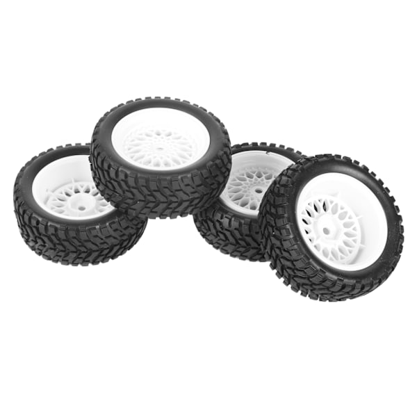 4 stk. RC hjuldæk Plast Gummi Slidstærk Stabil Bedre vejgreb 1/10 Gummi Hjul Dæk til 1/10 Racing Car Hvid