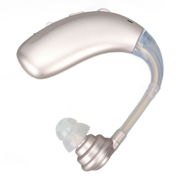 Single Sound Amplifier Hörlurar Laddningsbar Bluetooth Sound Aid Förstärkare Öronsnäcka för filmtittande Silver