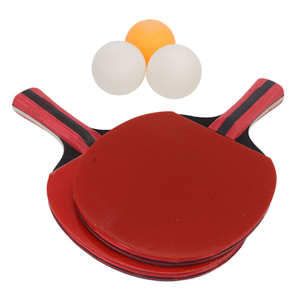 Pingpong Paddle Ball Set 2 stk Bordtennisracketer 3 stk Baller Tre Gummi Myk svampracket for trening Øving Rød