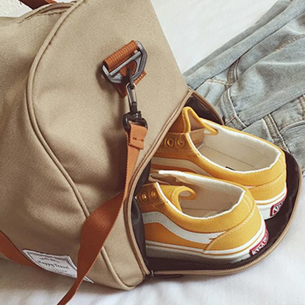 Gym Träningsväska Bekvämt grepp Fashionabla oberoende skofack Stabil Nylon Sport Reseväska Khaki