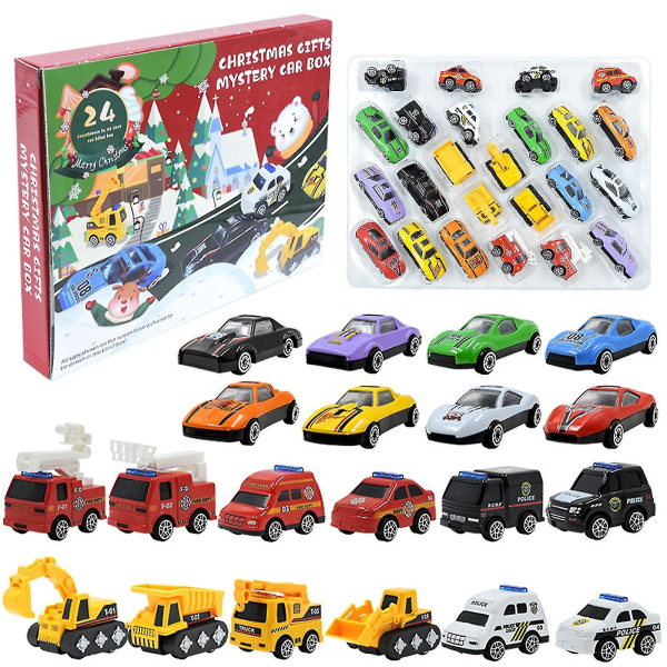 Juladventskalender med olika fordon Set med 24 byggstenar för barn Semesterfamilj Activit_ad