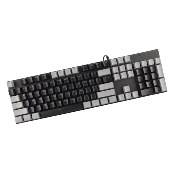104 Tasters Mekanisk Gaming Tastatur 28 Bakgrunnsbelysningsmoduser Blå Bryter Plug and Play RGB Kablet Datamaskintastatur for Windows for Linux Svart Grå