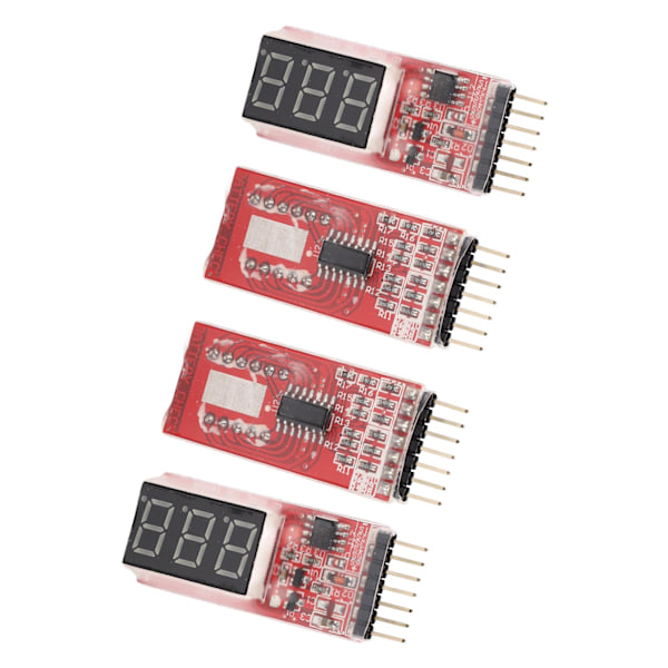 4st batterimonitor Batterispänningsmätare Digital batterikapacitetsindikator för 7.4V-22.2V 2S-6S litiumbatteri