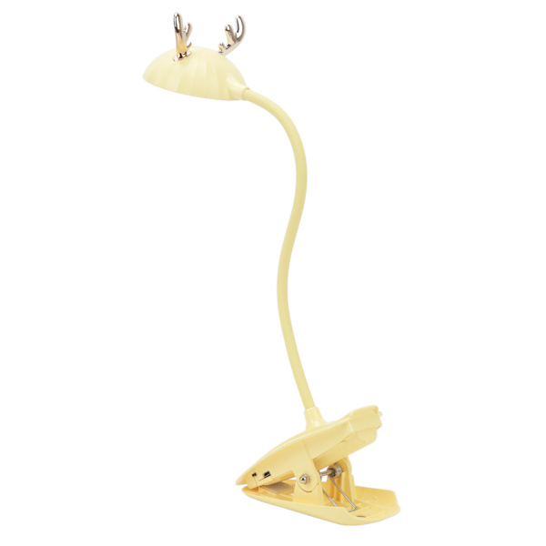 LED Clip On Lampe Sød tegneserie trefarvetemperatur Dæmpbar Svanehals Touch Bordlampe med klemme til læsning gul