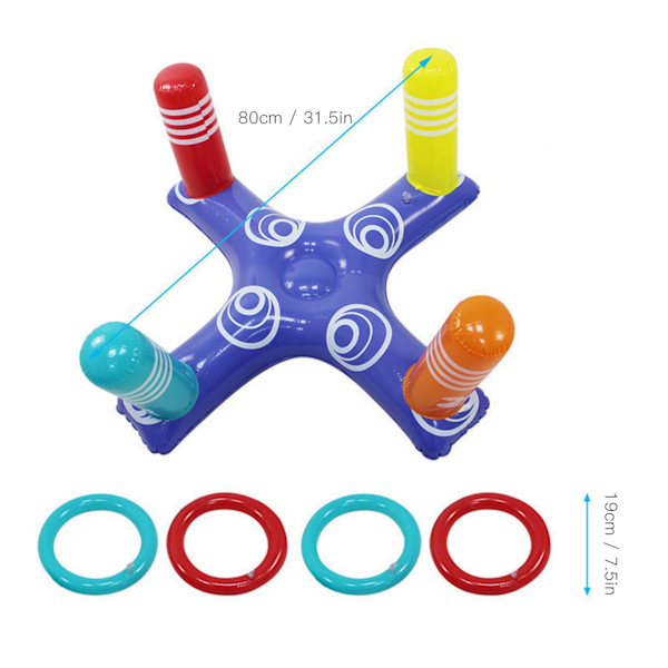 Uppblåsbar Pool Ring Toss Game Pool Floats Leksaker Spel Set med 4st Hoop och Inflator Vatten Underhållning Interactive Game