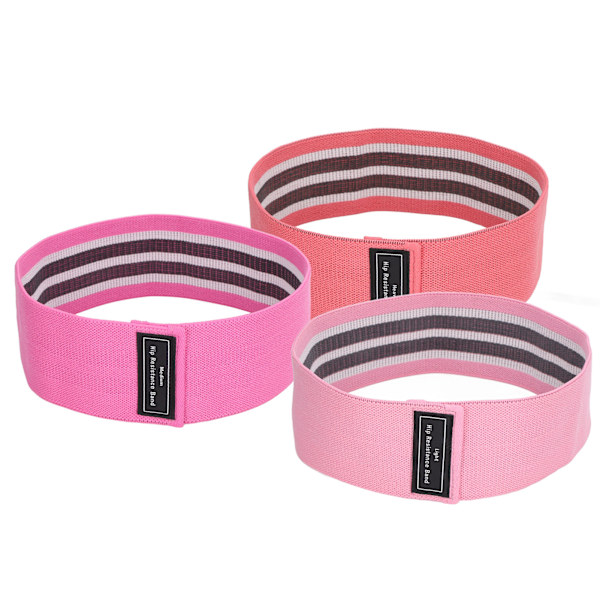 3 stk. modstandsbånd Elastisk træningsbånd med høj trækkraft til benene Balder til squats Hoftetræning Pink, Rose, Rød