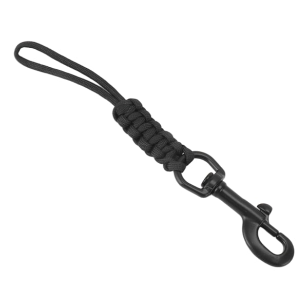 Håndvævet dykkerline Anti Lost Strap Undervandssikkerhedsreb med rustfri stålclips Sort